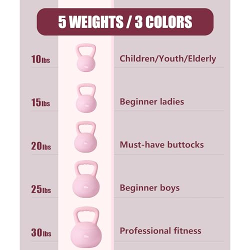 SogesPower-Soft-KettlebellsIron-Sand-Filled-Weights-Strength-Training-KettlebellsShock-Proof-Weights-and-Wide-Grip-HandleFitness-Soft-Kettlebells-for-Women-Men-ChildrenHome-Gym-KettlebellsPink-10LBS