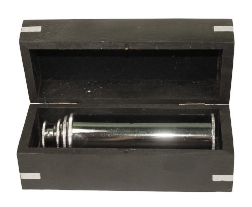 Redskytrader 15" Chrome Finish Handheld Pirate Telescope With Wooden Box #TOP3
