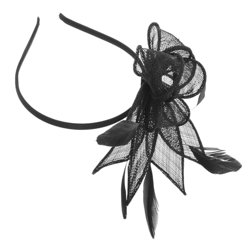 Fascinateur noir en jute et serre-tête chic pour mariage et cocktail de gala