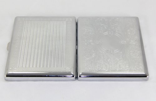 Victorian Style Classic Metallic Silver Color Double Sided King And 100S Cigarette Case Holder And Credit Card Rfid Protective Security Wallet (Magic Mirror) #TOP1