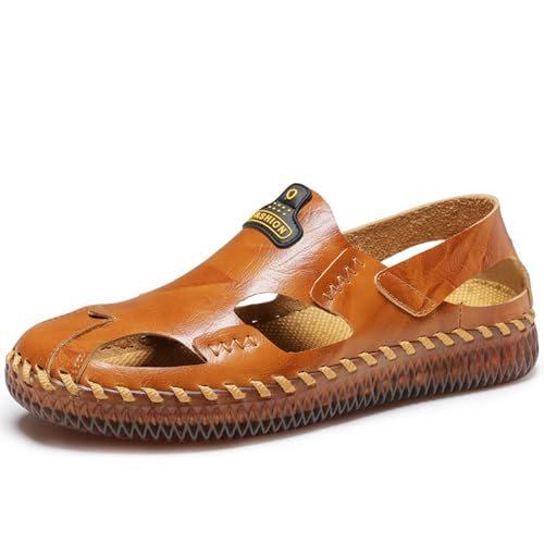 Men's Handmade Fashion Sport Sandals, Closed Toe Casual Summer Fisherman's Shoes, Slip on Soft Beach Shoes