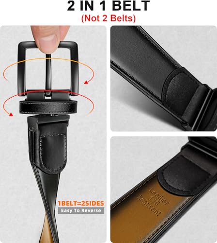 KEMISANT Men Belt,Reversible Leather Belt For Men Gift Casual Dress Golf Pants Jeans Gift Boxed2