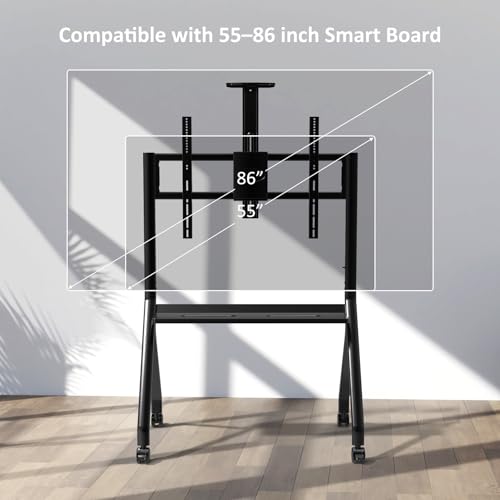 Image of Shiarffe Smart Board Stand for 55 inch- 86'' Interactive Whiteboard, Mobile Stand with Locable Rolling Wheels for Smart Whiteboard, Black