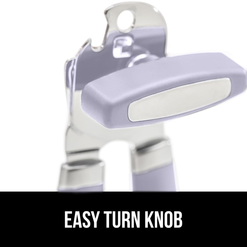 The Original GORILLA GRIP Heavy Duty Stainless Steel Smooth Edge Manual Can Opener and Bottle Openers, Soft Handle, Rust Proof Oversized Handheld Easy Turn Knob, Multifunctional Kitchen Tool, Lavender