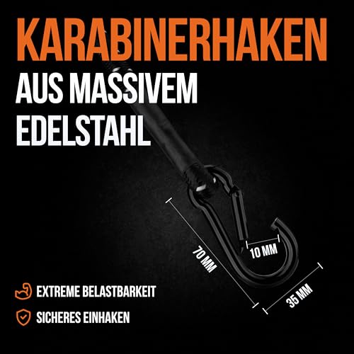 CLIFFORD Spanngummi mit Karabiner - 30-140cm Profi Expander mit 100% Latex Kern - Keine Spanngummi mit Haken: Mehr Sicherheit, kein Ausleiern - Für Kofferraum, Fahrrad, Camping & Transport
