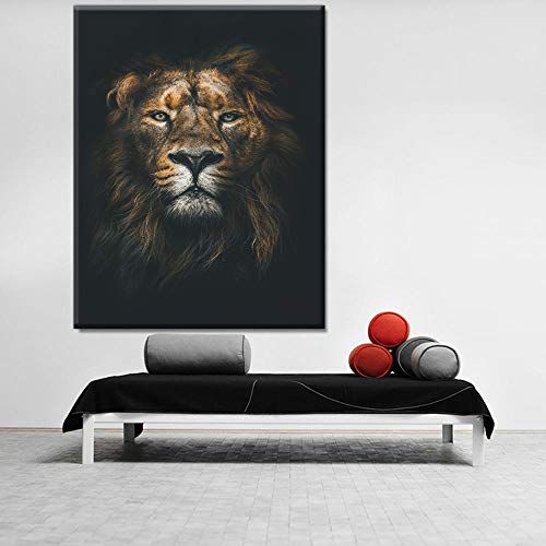 Quadro Decorativo Animais Leão Jungle King - 100X70 cm