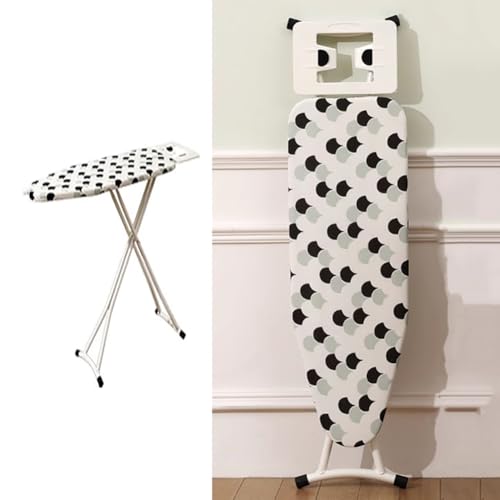 PA-DABAOO Tablero De Planchado Moderno, Tablero De Hierro De Tamaño Completo con Reposo De Hierro, Soporte De Planchado Plegable, Altura Ajustable, Cubierta Resistente Al Calor con Relleno