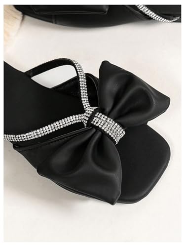 GORGLITTER Girl's Bow Flat Sandals Dressy Rhinestone Strappy Open Toe Summer Cute Slip on Sandals3