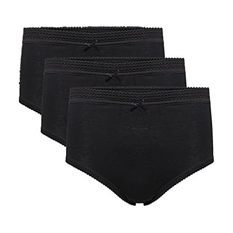 3 Pairs of Ladies 100% Cotton Full Mama Briefs Knickers/Up to Hip Size 64'-66' (3XOS - to Fit Hips 52'-54' (131-137cm), Black) Cover
