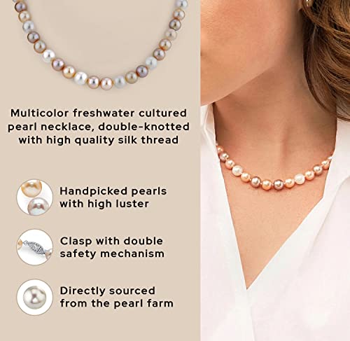 The Pearl Source 7.0-7.5Mm Freshwater Pearl Necklace For Women - Pearl Strand Necklace | Multi-Color 18" Length Pearl Necklace With Genuine Cultured Pearls, 6.5Mm-12Mm #TOP4