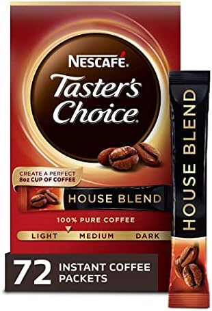 NESCAFE Taster's Choice, House Blend Light Medium Roast Instant Coffee, 12 boxes (72 packets)