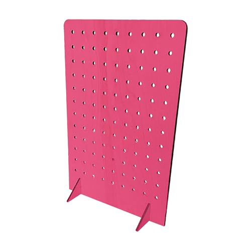 Torched Pegboard Display Stand for Jewelry, Craft Shows, Selling, Vendor Events, Tools, Peg Board Accessories Rack Organizer, Large 9.75" L x 4.3" W x 14" H, Pink