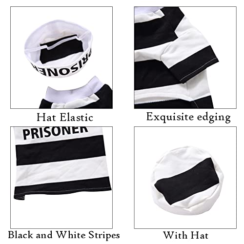 Prisoner Dog Costume - Halloween Prison Dog Costumes, Inmate Dog Costume For Small Medium Large Dogs, Pet Prisoner Costume With Hat For Halloween Christmas Special Events Funny Photo Props Accessories #TOP3