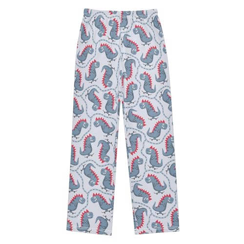 ZZXXB Dinosaur Skateboard Boys Long Pants Soft Trousers Elastic Waist Kids Lounge Bottoms with Pockets S-XL