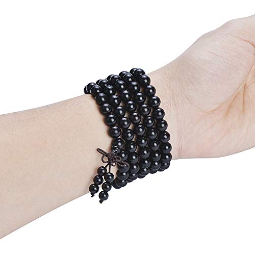anzhongli mala beads bracelet 108 8mm beaded bracelet sandalwood elastic - Thumbnail 5