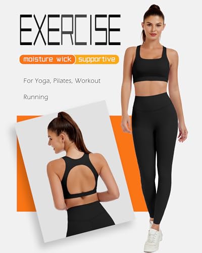 XUNYU Sports Bras for Women Padded Open Back Workout Tank Tops Built in Bra Push Up High Support Crop Yoga Athletic Top4