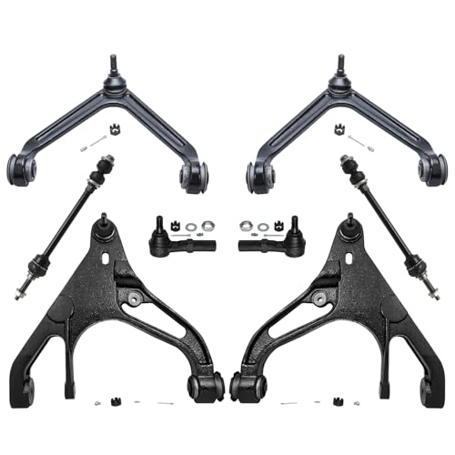 Image of Detroit Axle - 4WD Front End Suspension Kit for 2002-2005 Dodge Ram 1500, 4 Lower & Upper Control Arms w /Ball Joints 2 Outer Tie Rod End Links 2 Sway Bar Links 2003 2004 Replacement - 8pc Set