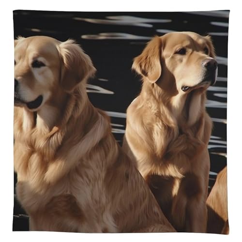 Nappe rectangulaire Golden retrievers résistante aux taches pour repas