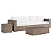 Modway Convene Wicker Rattan 4-Piece Outdoor Patio Furniture Set in Cappuccino White
