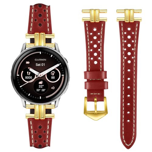 #rémunéré #Amazon<br>22mm Cuir Bracelet pour Garmin Venu 4 45mm/Forerunner 570 47mm/265/255 Cuir Bracelet de Souple Respirant Femmes Hommes pour Garmin Venu 3/2 Rouge