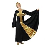 Danzcue Womens Praise Cross Long Dress, Black-Gold, M