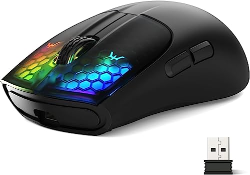 MAGIC-REFINER X5 Aerox Wireless Gaming Mouse, 49g Ultralight G305 Tri-mode 2.4Ghz/USB-C Wired/Bluetooth Mouse, PC Gaming Mice PixArt Optical Sensor-Adjustable DPI-Main Click RGB Backlit-Win/MAC, Black