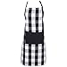DII Cotton Adjustable Buffalo Check Plaid Apron with Pocket & Extra-Long Ties, 32 x 28", Men and Women Kitchen Apron for Cooking, Baking, Crafting, Gardening, & BBQ - Black & White