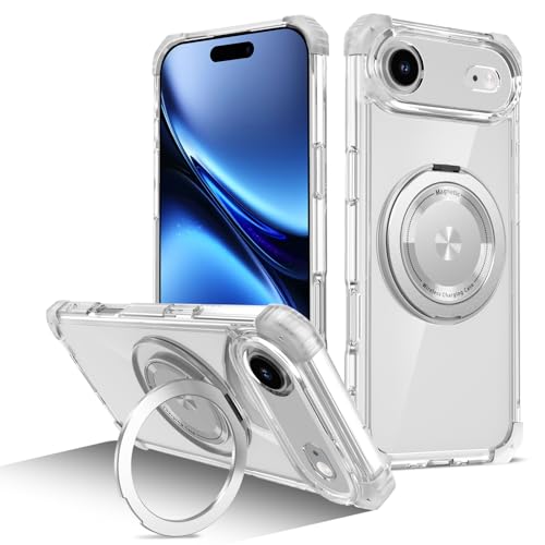Image of Cubix Back Cover Case for iPhone Air Hard PC + TPU | Metal Ring Kickstand | 1500g Magnetic Hold | 360 Rotating Stand | Military Drop Protection | Air Cushioned Corners