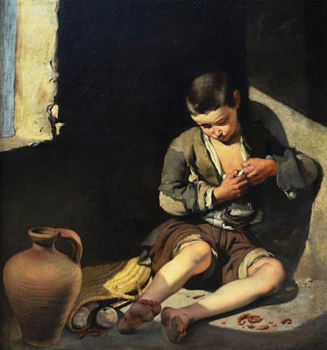 Lienzo decorativo El Mendigo de Murillo, perfecto para dar calidez a tu dormitorio de 60x90cm