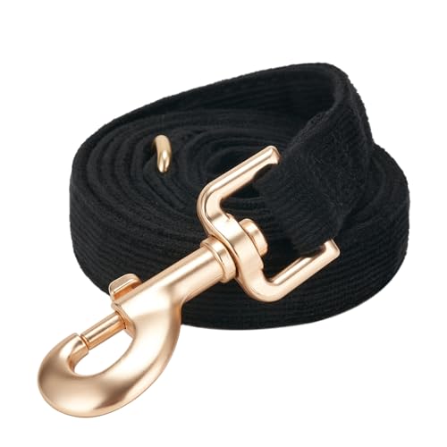 YUDOTE Guinzaglio per cani in velluto a coste morbido, medio, 2 x 150 cm, nero