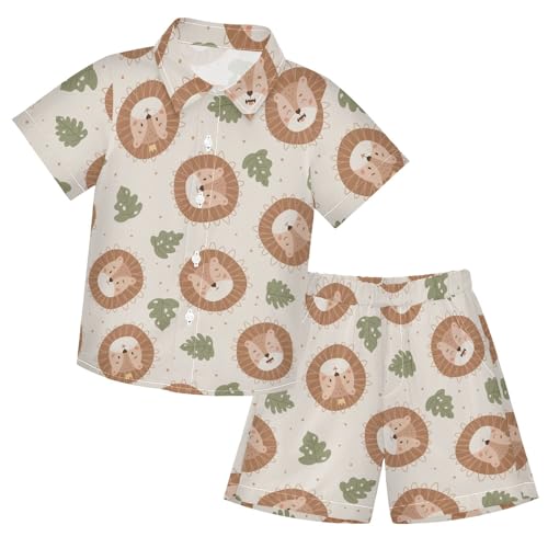 Sunflower Floral Yellow Black Short Sleeve Hawaiian Button Down Shirts and Short Sets for Boys Toddler Summer Outfits