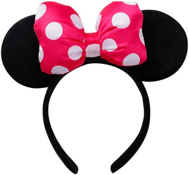 YYCRAFT Satin Polka Dots Ears Headband, Mouse Ears, Mouse Headband Park Outfit Cruise Hair Accessories