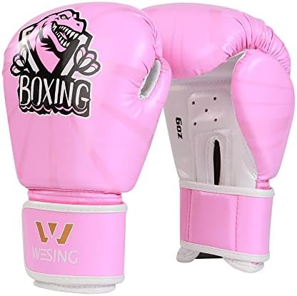 Wesing Boxing Gloves for Kids 4oz 6oz Boxing Gloves for 3-8 Years Training Gloves Sparring Gloves Muay Thai Gloves for Boys Girls (4oz, Pink)