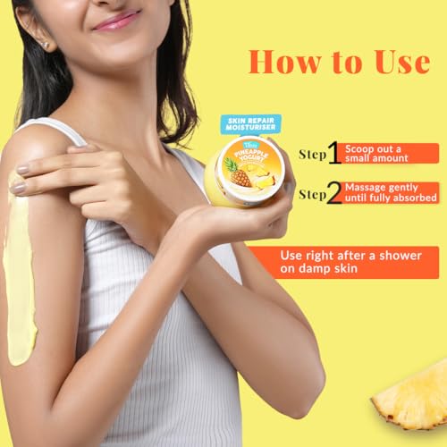 Image of Olivia Pineapple Yogurt with Probiotics for Skin, 200g | Enriched with Bromelain for Gentle Exfoliation, Long-Lasting Moisturisation, Skin Enhancing & Nourishment | Lightweight, Non-Greasy Formula