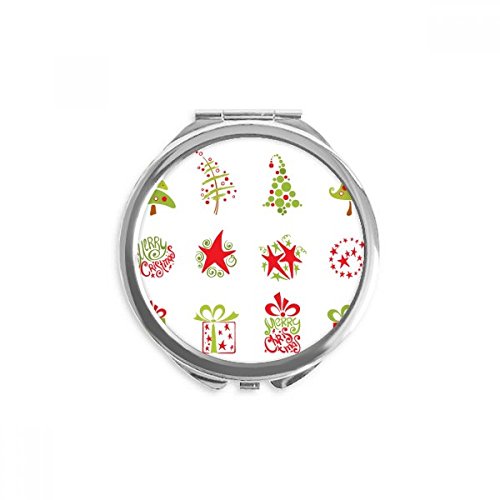 Miroir rond maquillage de poche arbre joyeux noël rouge pliable pour sac