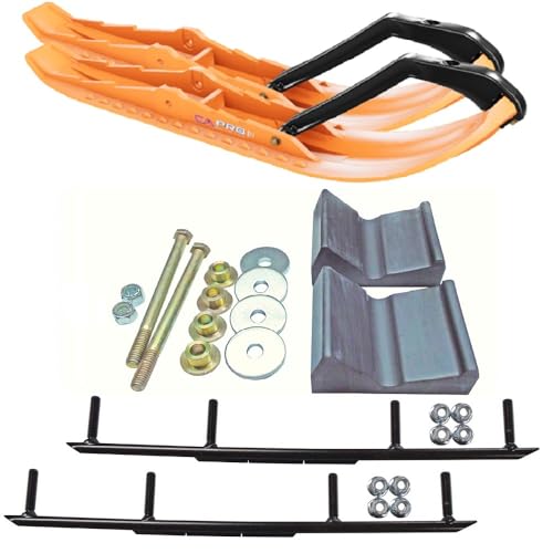 C&A Pro Orange TMX Snowmobile Skis w/ 4