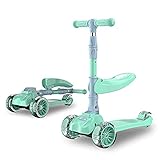 ★ 2 en 1 KICK SCOOTER: Con el asiento montado, 2 en 1 saque scooter es un andador, scooter.Está diseñado para niños de 2 a 14 años de edad, lo que significa que puede acomodar a los niños a medida que crecen
