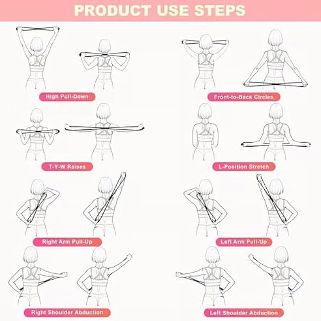 Figure 8 Resistance Bands, Figure 8 Resistance Bands for Women Men, 25LB Exercise Bands with Handles for Working Out, Arm, Back, Fullbody Yoga Pulling Rope, Elastic Stretch Bands(Pink)