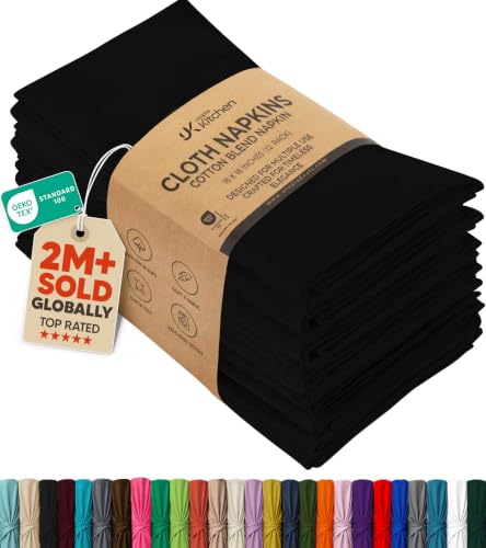 Utopia Kitchen Cotton Blend Black Cloth Napkins [12 Pack, 18x18 Inch]