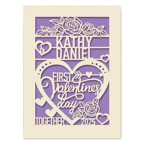 Personalised First Valentines Day Card | Customized Name and Laser Paper Cut Greeting Cards Cover