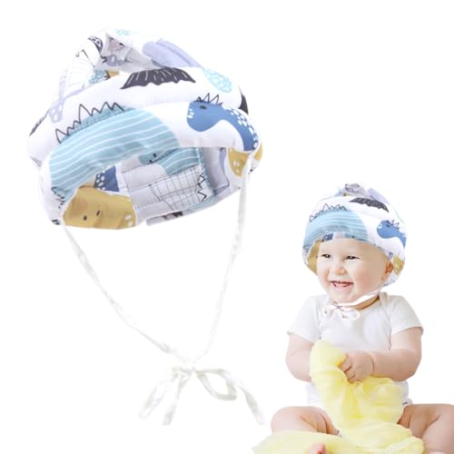 Reposacabezas para bebé - Reposacabezas para bebé, casco de seguridad ajustable, protección para la cabeza, almohadilla protectora suave y transpirable para niños de 6 a 24 meses (Dinosaurio blanco)