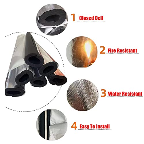 Outdoor Antifreeze Insulation Pipe, Foam Semi-Split Water Pipe Insulation Sleeve, (Thick : 20mｍ-30mｍ), Aluminum Foil Cladding, Flexible Water Pipe Insulation for Air Conditioner - Image 4