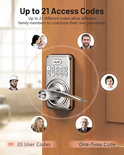 Keyless Entry Door Lock With Handle, Zowill Electronic Keypad Deadbolt Door Locks Handle Lever, Front Door Lock Set, Digital Door Lock, Auto-Locking, Anti-Peep Code Door Handle Lock, Satin Nickel #TOP2