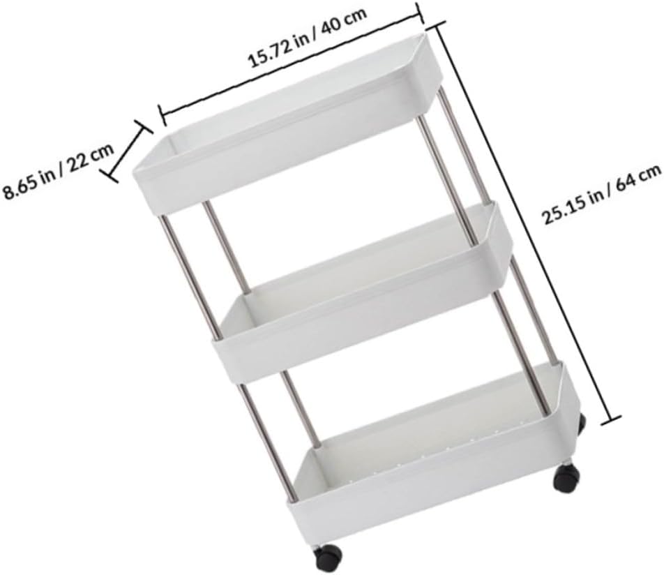 Multi-Layer Rolling Storage Cart 3-Tier Wide Kitchen and Bathroom Organizer PP Storage Rack Wheels for Home Kitchen and Bathroom Use