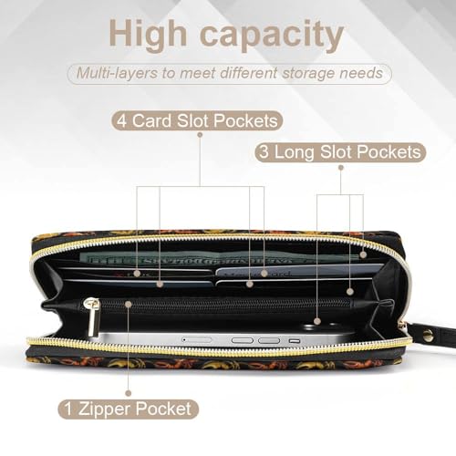 Crayfish Lobster Crawfish Wallet PU Leather Wristlet Snap Long Purse Credit Card Holder Clutch Handbag With Zipper4