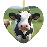 Design détaillé : ce pendentif en forme de cœur en céramique avec impression de petite vache YYHWHJDE est fabriqué en porcelaine blanche de haute qualité et a un aspect circulaire. Chaque pièce en céramique est perforée et équipée d'un câble métallique doré pour une décoration facile à suspendre.