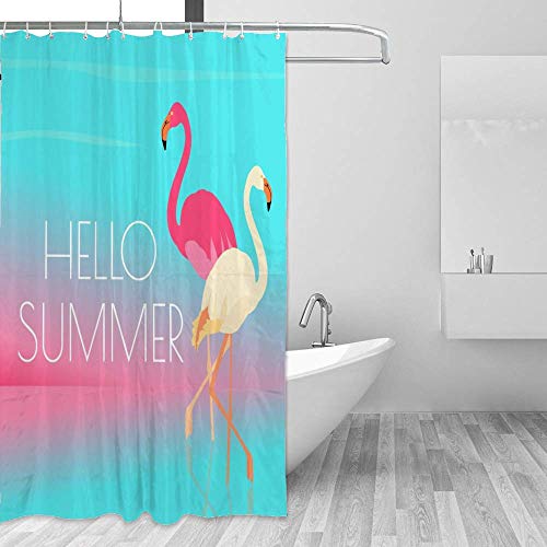 Rideau de douche flamant rose 183x183cm imperméable avec crochets
