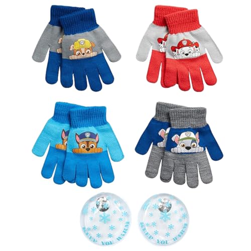 Nicklelodeon Boys 4 Pack Gloves or Mitten Set Paw Patrol and Blaze (Toddler/Little Boys) Age 4-7 Paw Patrol Gloves Set with Handwarmers