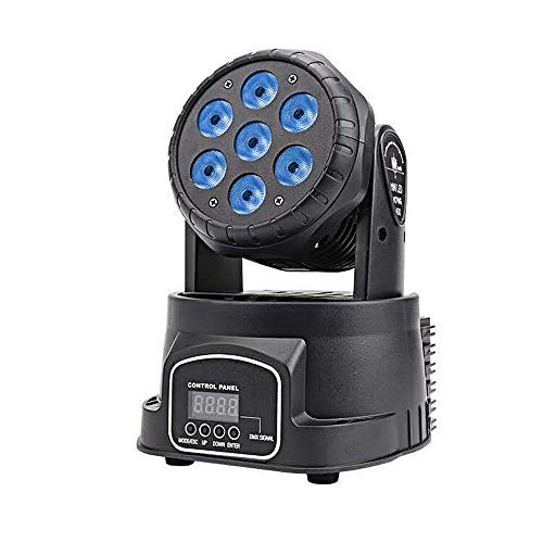 Party lights stage lights,Boulder Moving Head Light, 7x10W RGBW 4in1 DJ lights Sound Active Wash Lights DMX 512 for Parties, Live, DJ show, Club Bar, Disco, Wedding, Bands (Mini wash 710F)