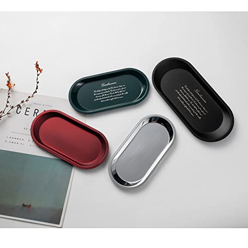 Yokiou 2Pcs Stainless Steel Tray Metal Storage Decorative Organizer Trays For Bathroom Vanity Countertops, Closets, Dressers (Red) #TOP5